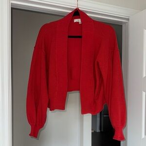 Chic Red Cropped Cardigan